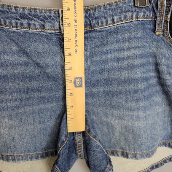 Isabel Maternity Shorts Womens 12 Blue Denim Midi Short Stretch Panel Fair Trade - Picture 7 of 13